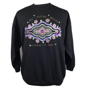 Gitano Plus Size Vintage 80s Sweatshirt 38/18W Des Fleurs Belles New Orleans LA